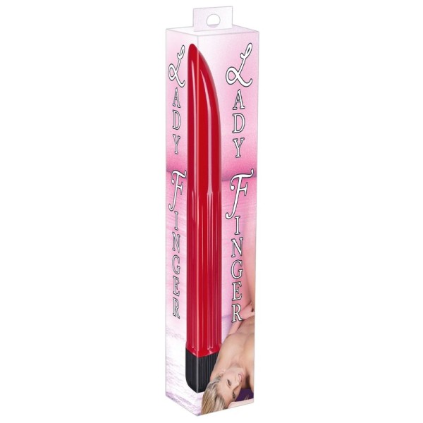 Красный вибратор Ladyfinger - 13 см