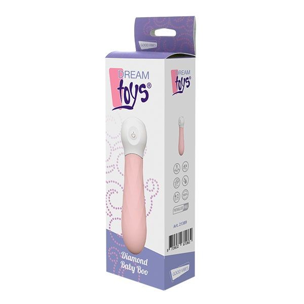 Розовый мини-вибромассажер Diamond Baby Boo - 11 см