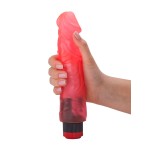 Рельефный розовый вибратор-реалистик - 19,5 см