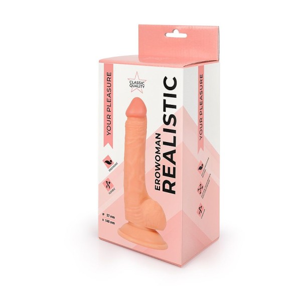 Реалистичный телесный фаллоимитатор Erowoman - 19,5 см