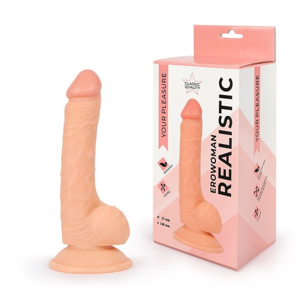 Реалистичный телесный фаллоимитатор Erowoman - 19,5 см