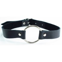 Черный кожаный кляп с кольцом Черный кожаный кляп с кольцом