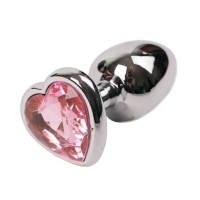 Металлическая анальная пробочка со стразом в виде розового сердечка - 7,5 см. Металлическая анальная пробочка со стразом в виде розового сердечка - 7,5 см.