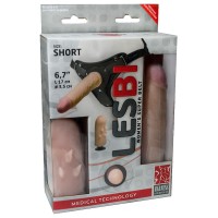 Телесный поясной страпон LESBI с вагинальной пробкой - 17 см. Телесный поясной страпон LESBI с вагинальной пробкой - 17 см.