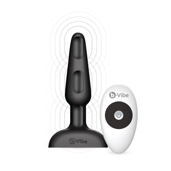 Чёрная анальная вибропробка с 3 источниками вибрации TRIO REMOTE CONTROL PLUG BLACK - 13,5 см