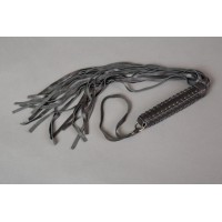 Чёрный кожаный флоггер с плетёной ручкой Чёрный кожаный флоггер с плетёной ручкой