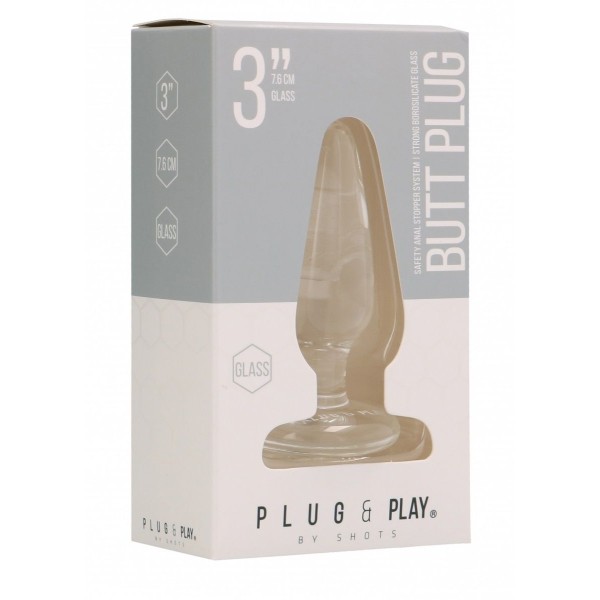 Прозрачная анальная пробка Butt Plug Basic 3 Inch - 7,6 см