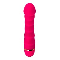 Розовый рельефный вибромассажер - 16 см.