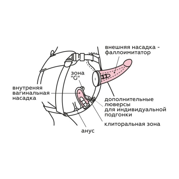 Вибрострапон Woman Midi с вагинальной пробкой - 22 см