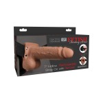 Кофейный перезаряжаемый вибрострапон 7  Hollow Rechargeable Strap-on with Balls - 20,3 см