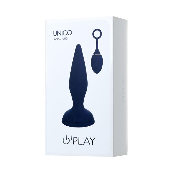 Синяя анальная вибровтулка OPlay Unico с пультом ДУ - 13,5 см