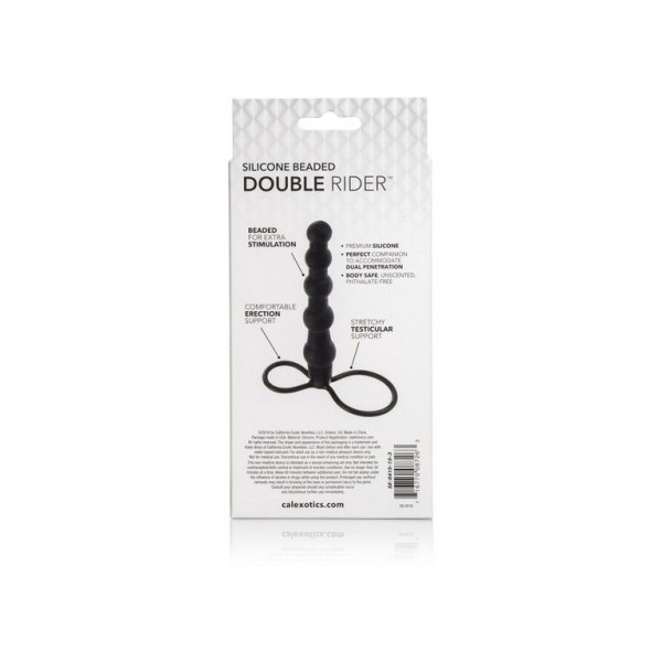Насадка на пенис для двойного проникновения Silicone Beaded Double Rider - 14 см