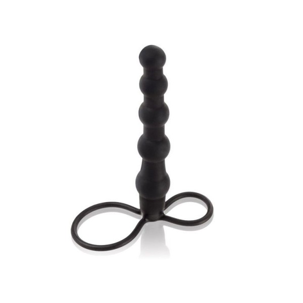 Насадка на пенис для двойного проникновения Silicone Beaded Double Rider - 14 см
