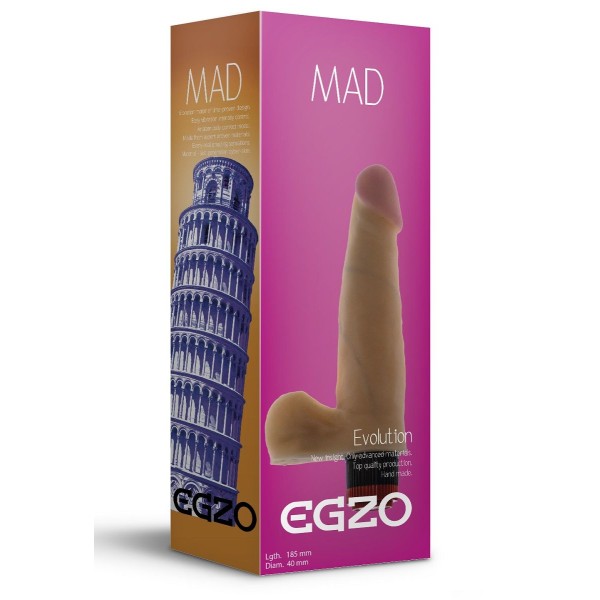 Телесный реалистичный мультискоростной вибратор Mad Tower - 18,5 см