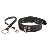 Черный ошейник Новичок с поводком