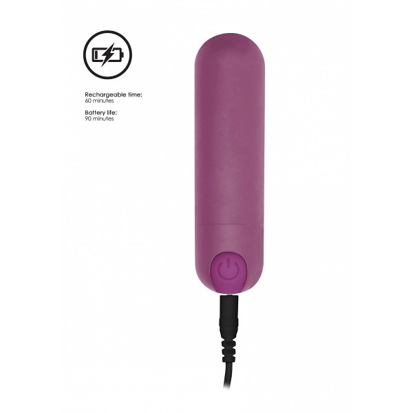 Фиолетовая перезаряжаемая вибропуля 7 Speed Rechargeable Bullet - 7,7 см