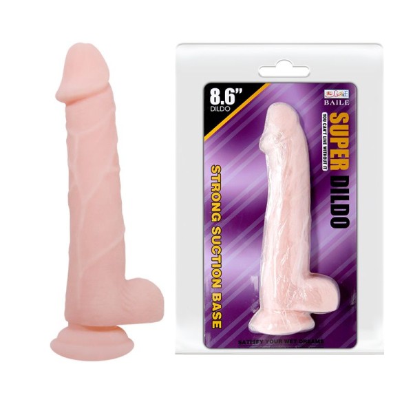 Телесный фаллоимитатор на присоске Super Dildo - 22 см