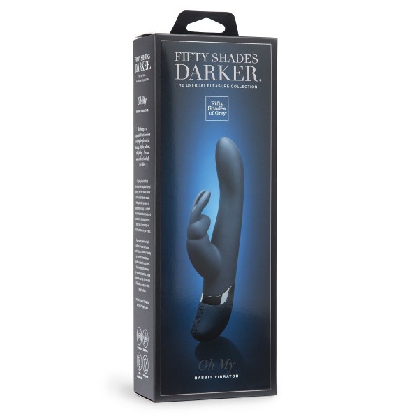Тёмно-синий вибратор Oh My USB Rechargeable Rabbit Vibrator - 25,4 см