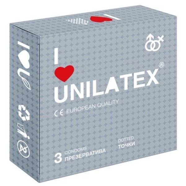 Презервативы с точками Unilatex Dotted - 3 шт 