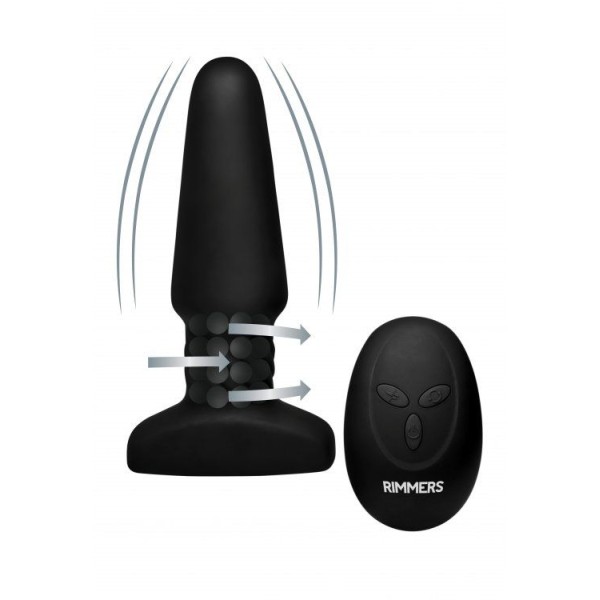 Черная анальная пробка Slim R Smooth Rimming Plug with Remote - 14 см