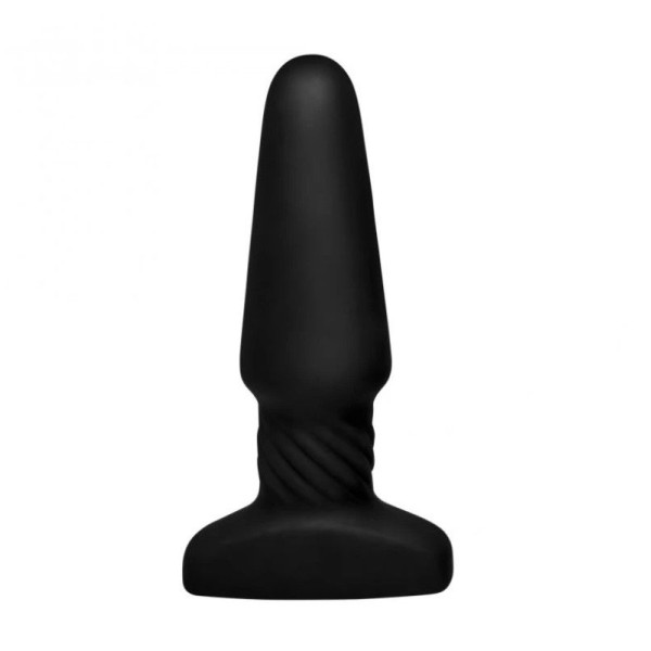 Черная анальная пробка Slim R Smooth Rimming Plug with Remote - 14 см