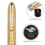 Золотистый классический вибратор Naughty Bits Gold Dicker Personal Vibrator - 19 см