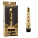 Золотистый классический вибратор Naughty Bits Gold Dicker Personal Vibrator - 19 см