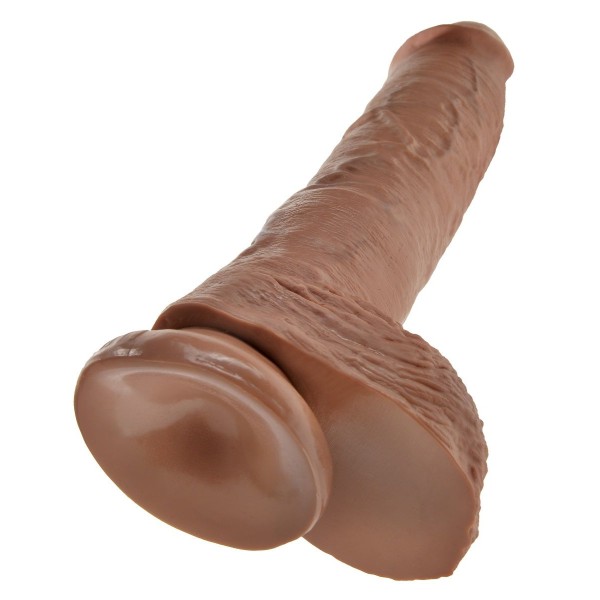 Фаллоимитатор-мулат с мошонкой 10  Cock with Balls на присоске - 25,4 см