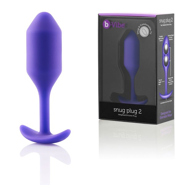 Фиолетовая пробка для ношения B-vibe Snug Plug 2 - 11,4 см