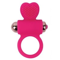 Розовое эрекционное виброкольцо с сердечком