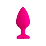 Розовая анальная втулка Diamond Heart с прозрачным кристаллом - 9,5 см