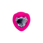 Розовая анальная втулка Diamond Heart с прозрачным кристаллом - 9,5 см