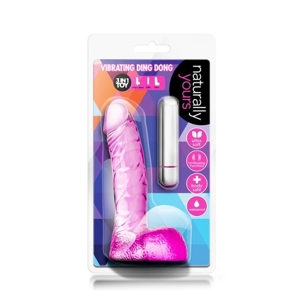 Розовый вибратор-реалистик Vibrating Ding Dong - 16,5 см