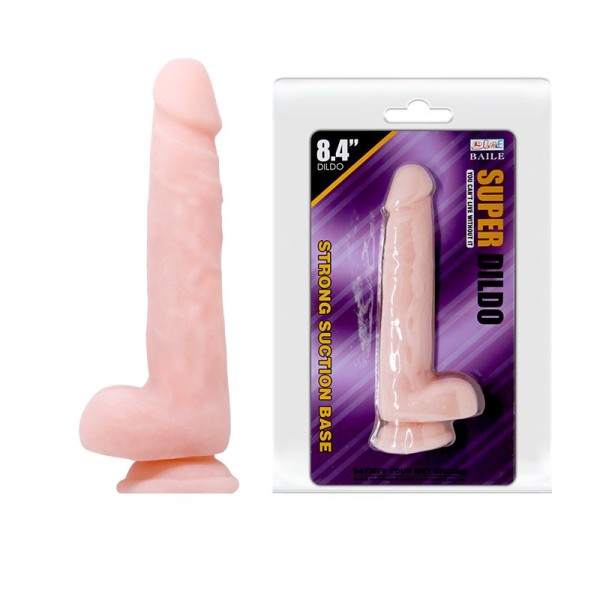 Телесный фаллоимитатор на присоске Super Dildo - 21,5 см