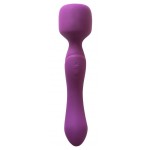 Фиолетовый двусторонний вибромассажер Heating Wand с нагревом - 22 см