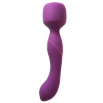 Фиолетовый двусторонний вибромассажер Heating Wand с нагревом - 22 см