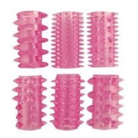 Набор из 6 розовых насадок на пенис - 5,5 см. Набор из 6 розовых насадок на пенис - 5,5 см.