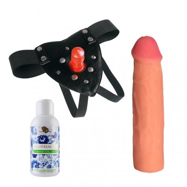 Трусики Harness с реалистичной насадкой-фаллосом с мошонкой №78 - 20,5 см