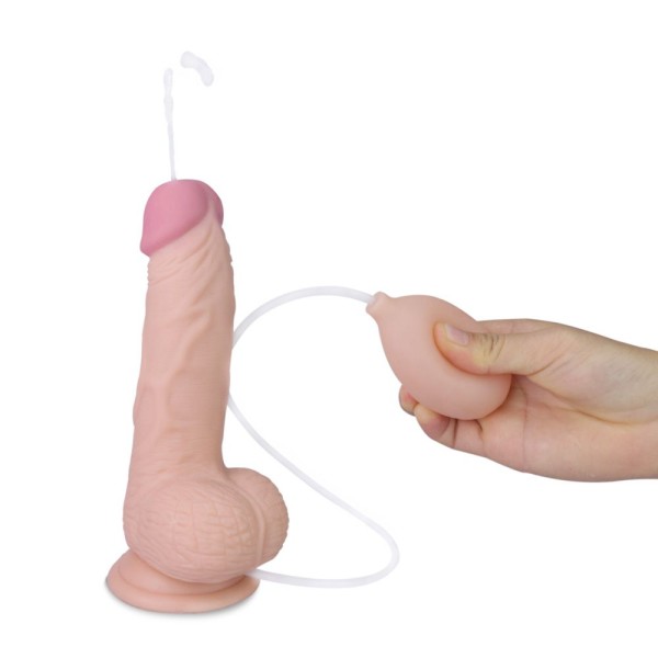 Телесный фаллоимитатор с имитацией эякуляции Soft Ejaculation Cock With Ball 8 - 17,8 см