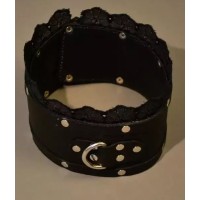 Чёрный ошейник на замке с кружевом Чёрный ошейник на замке с кружевом