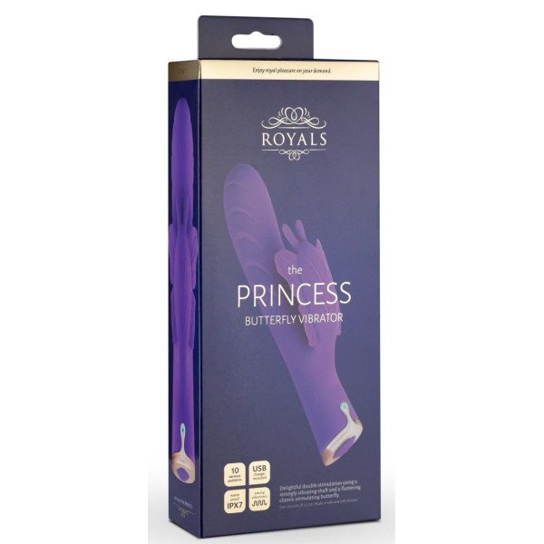 Фиолетовый вибратор-кролик The Princess Butterfly Vibrator - 20,5 см