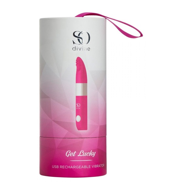 Ярко-розовый вибростимулятор Get Lucky USB Vibrator - 12 см