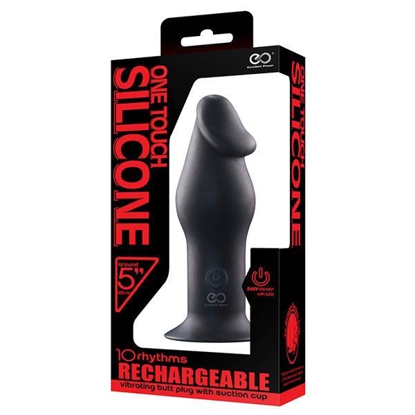 Черный анальный вибромассажер 5INCH RECHARGEABLE BUTTPLUG - 12,7 см