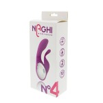 Фиолетовый вибратор с клиторальным отростком NAGHI NO4 - 13,5 см