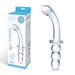 Прозрачный ребристый двусторонний стимулятор Ribbed G-Spot - 20 см