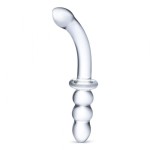Прозрачный ребристый двусторонний стимулятор Ribbed G-Spot - 20 см