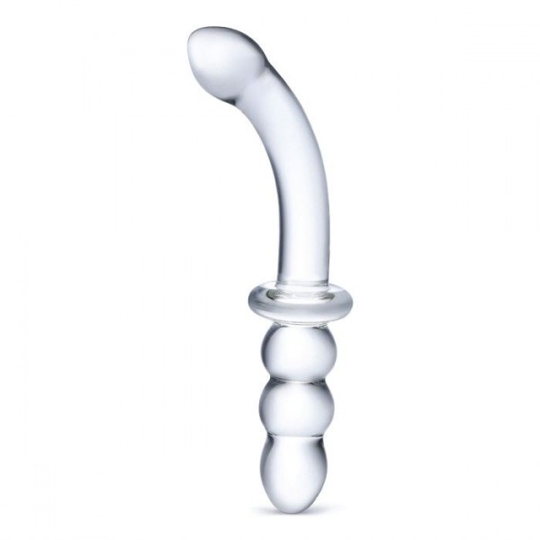Прозрачный ребристый двусторонний стимулятор Ribbed G-Spot - 20 см