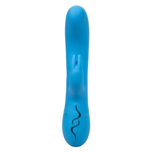 Голубой вибромассажер Insatiable G Inflatable G-Bunny с функцией расширения - 21 см