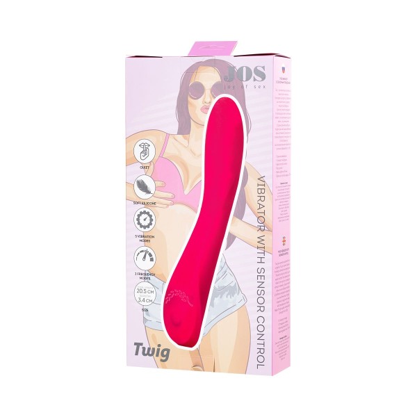 Розовый нереалистичный вибратор JOS Twig - 20,5 см