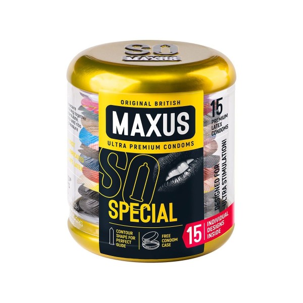 Презервативы с точками и рёбрами в металлическом кейсе MAXUS Special - 15 шт